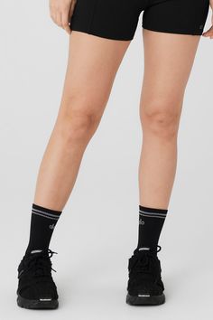 Step into your new favorite socks—they’re stretchy and sweat-wicking (for performance) and finished with a reflective Alo logo (for subtle flash in low light). Don’t miss the functional details, like ribbing at the ankles, ribbing at the midfoot and slight padding at the heels and toes for a comfortable fit. Woman Back, Black Socks, Back Women, Alo Yoga, Low Light, Low Lights, Knitting Yarn, New Woman, Bra Tops