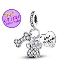 🔳Our all charms are compatible with Pandora bracelets, necklaces, and key chains. 🔳All products you ordered come exactly the same in the photos and videos. 🔳Our all products are made with %100 925 Silver Sterling. 🔳925 Sterling Silver is guaranteed. 🔳Our all products are ready to send the next business days of your purchases. 🔳All products are brand new and come with a very cute gift box. 🔳We may prepare your gift and put your special note on it. 🔳We are promising the best customer servi Dangling Charms For Valentine's Day Gift, Valentine's Day Gift Charms With Dangling Details, Removable Dangle Charms For Friendship, Valentine's Day Gift Charm Bracelet With Dangling Charms, Heart Shaped Charm Necklace For Best Friend, Mother's Day Dangle Charm Bracelet, Mother's Day Gift Charms With Removable Features, Heart-shaped Charms Jewelry For Best Friend Gift, Silver Charms For Friendship On Valentine's Day