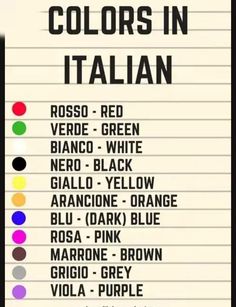 the colors in italian are all different