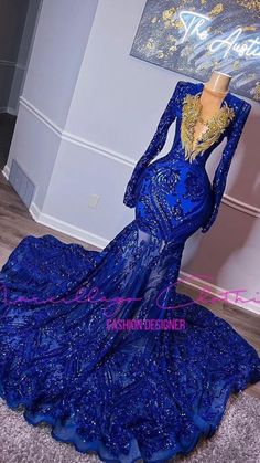 Blue Gold Prom Dress, Unusual Prom Dresses, Navy Blue And Gold Prom Dress, Royal Blue And Gold Prom Dress, Blue And Gold Prom Dress, Prom Dresses Royal Blue, Royal Blue Mermaid Prom Dress, Glam Prom Dresses, Dark Blue Prom Dresses