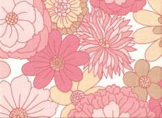 pink and yellow flowers on white background