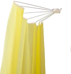 a yellow curtain hanging from a clothes line