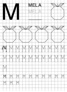 a cross stitch pattern with the letter m in black and white, as well as other letters