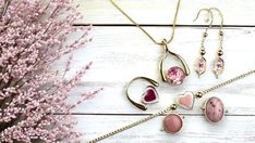 pink jewelry, flower jewelry, floral jewelry, pink opal, heart jewelry, Valentine's Day gift ideas, stunning jewelry, fidget jewelry, interchangeable jewelry, gold jewelry, unique jewelry, beautiful jewelry Fidget Rings, Valentine Day Gifts, Gold Jewelry