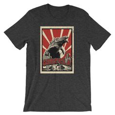 Godzilla Short-Sleeve Unisex T-Shirt This t-shirt is everything you've dreamed of and more. It feels soft and lightweight, with the right amount of stretch. It's comfortable and flattering for both men and women. * 100% combed and ring-spun cotton (heather colors contain polyester) * Fabric weight: 4.2 oz (142 g/m2) * Shoulder-to-shoulder taping * Side-seamed Pop Culture Graphic Print T-shirt, T Shirt And Shorts, Godzilla, Shoulder Taping, Etsy Vintage, Unisex T Shirt, Fabric Weights, Spun Cotton, Retro Vintage