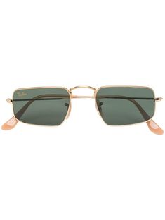 Gold-tone/beige metal Julie rectangular-frame sunglasses from RAY-BAN featuring rectangle frame, green tinted lenses, UV-protective lenses, lens decal, nose pads, straight arms and curved tips. These glasses come with a protective case.. Julie Ray Ban, Ray Bands, Rhinestone Outfit, Trendy Glasses, Green Sunglasses, Retro Glasses, Rectangle Frame, Dream Gift