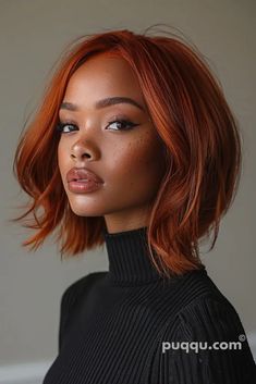 Short Autumn Hair Color, Colored Bob Hair, Colored Bob For Black Women, Black Women Bob Hairstyles, Colourful Wigs, Women Bob Hairstyles, Copper Bob, Striking Hair, Black Women Bob