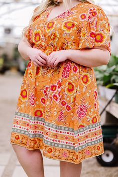 Orange Plus Size Floral Deep V Neck Mini Dress Mini Dress Plus Size, Leopard Satin Dress, V Neck Mini Dress, Spaghetti Strap Maxi Dress, Chambray Dress, Ruffled Sleeves, Mini Shift Dress, Plus Dresses, Maxi Dress With Sleeves