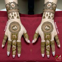 two hands with henna designs on them