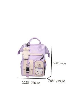 Bag For Love - Two Tone Cartoon Decor Functional Backpack - Women Backpacks Product Description Color Purple Quantity 1 piece Composition 100% Polyester Material Oxford Size Chart INCH CM Size Bag Width Bag Height Bag Length Strap Length one-size 7.1 15 10.2 35.4 Size Bag Width Bag Height Bag Length Strap Length one-size 18 38 26 90 Similar Products h2 { text-align: center; } .red-box { width: 100%; display: flex; flex-direction: row; flex-wrap: wrap; justify-content: center; } .red-box > div { Purple Bags With Large Capacity For Study, Casual Purple Bag, Rectangular Purple Backpack For Study, Purple Rectangular Backpack For Study, Purple Portable Backpack For Everyday Use, Portable Purple Backpack For Everyday Use, Large Capacity Purple Rectangular Backpack, Purple Rectangular Backpack For Daily Use, Cartoon Decor