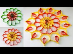 three different types of paper flowers