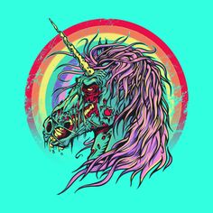 an image of a unicorn with long hair and a skull on it's face