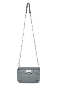 Maison Margiela: Grey Mini Glam Slam Red Carpet Bag | SSENSE Trendy Shoulder Bag With Palladium Hardware, Trendy Travel Bag With Palladium Hardware, Chic Rectangular Bucket Bag With Silver-tone Hardware, Daily Use Clutch Bag With Silver-tone Hardware, Everyday Clutch Bag With Silver-tone Hardware, Everyday Pouch Bag With Palladium Hardware, Chic Clutch With Gunmetal Hardware, Everyday Box Shoulder Bag With Silver-tone Hardware, Everyday Silver-tone Box Shoulder Bag