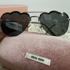 Add Some Fun To You Look With These Cloud Shaped Aviator Sunglasses. 100% Uv Protection, Made In Italy Modern Miu Miu Sunglasses For Party, Miu Miu Sunglasses With Tinted Glass Lenses, Miu Miu Sunglasses With Mirrored Lenses, Designer Miu Miu Sunglasses For Party, Miu Miu Luxury Party Sunglasses, Luxury Miu Miu Party Sunglasses, Miu Miu Sunglasses With Uv Protection For Party, Miu Miu Party Sunglasses With Uv Protection, Party Sunglasses By Miu Miu With Glass Material