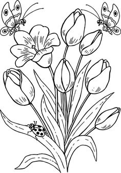 flowers and butterflies coloring pages for kids