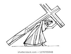 the crucifix is drawn in black and white