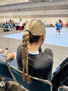 #gameday #gamedayhairstyle Slick Back With Two Braids, Kepang Dua, Running Hairstyles, Volleyball Hair