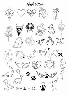 a bunch of different tattoos on a white background