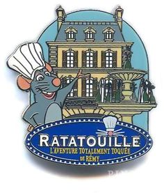 the ratatoulie logo is shown in front of a building with a mouse on it