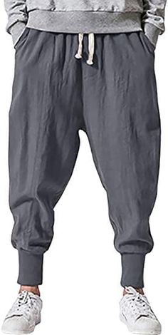 PRICES MAY VARY. Material:High quality and light-weight stretch cotton Blended fabric. Ensures the maximum breathability and flexibility for your moving. Feature:This full length elastic waist pants, two slant pocket, narrow ribbed hem ankle design Occasion: Casual, office, work, date, party, travel, street etc. Looking handsome while retaining ease of movement and added comfort. Size: Medium, Large, X-large, XX-Large,you can choose the size fit you. Garment Care: Hand Wash/Machine Wash. Do not Lightweight Casual Cotton Bottoms, Gray Elastic Waistband Sweatpants For Summer, Gray Summer Sweatpants With Elastic Waistband, Comfortable Baggy Sweatpants For Summer, Baggy Gray Parachute Pants For Summer, Gray Cotton Sweatpants For Summer, Gray Baggy Parachute Pants For Summer, Gray Cotton Harem Pants With Elastic Waistband, Gray Cotton Parachute Pants For Summer