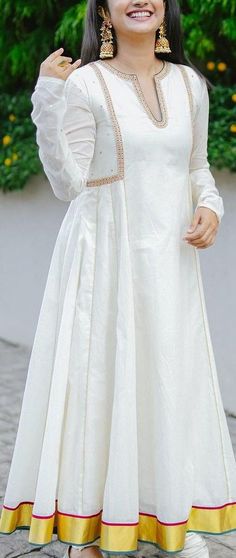 Onam Outfits, Zen Life, Stylish Kurtis Design, Anarkali Dress Pattern, Dress Neck Designs, Simple Pakistani Dresses