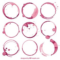 wine stains in different shapes and sizes