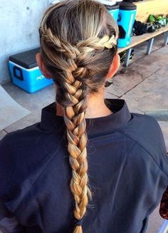 Braids For Sports, Hair Flower Braid, Fast Braids, Trendy Braids, Soccer Hairstyles, Soccer Hair, Softball Hairstyles, Sport Hair, Gym Hairstyles