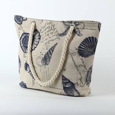 Creative printed shoulder canvas bag | IFAUN Best Beach Bag, Canvas Beach Bag, Seashell Print, Multipurpose Bag, Summer Tote, Canvas Handbags, Beach Bags, Canvas Shoulder Bag, Beach Tote Bags