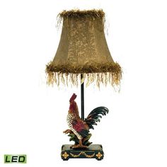 a lamp that has a rooster on it