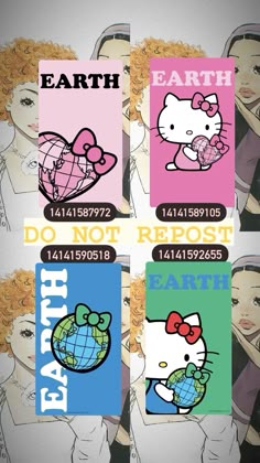 an image of hello kitty stickers on the back of a cell phone case with different colors