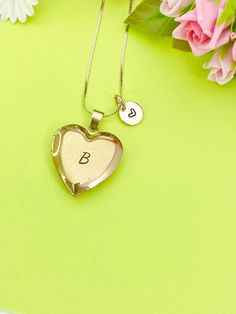 "This is a unique engraving initial on the front of locket charm on stainless steel 18 inches necklace chain. I do not put the photo to the locket. * You will receive 1 necklace** HOW TO ORDER 1) Select the quantity 2) Select the initial and finish 3) Add to cart DESCRIPTION ♥ Necklace, Stainless Steel Chain with Lobster Claw Clasp, Gold Plated, Size: about 17.7 inches (45cm) long, 1-2mm wide, Nickel Safe, ♥ Stainless Steel Locket Pendants, Photo Frame Charms, Heart, Size: about 22.6mm (7/8\") wide, 26mm (1\") long, inner: 15.5x15.7mm (5/8\") PLEASE READ: ♥ We are happy to help with any situation so please reach out with any concerns. ♥ Materials from the USA and international sourcing. ♥ I do not include invoices in any packages unless requested. ♥ Made to order, please allow 2-5 days for Initial Pendant Locket Necklace For Anniversary, Personalized Medallion Locket Necklace For Valentine's Day, Personalized Medallion Locket Necklace For Mother's Day, Personalized Heart Medallion Necklace For Anniversary, Personalized Medallion Heart Necklace For Anniversary, Mother's Day Personalized Medallion Locket Necklace, Valentine's Day Personalized Medallion Locket Necklace, Personalized Pendant Locket Necklace, Personalized Round Pendant Locket Charm Necklace