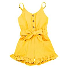 PRICES MAY VARY. High-Quality Material: Our baby girl romper dress is made of 95% cotton and 5% spandex, making it soft and gentle on your baby's skin. Unique Design: This toddler girl romper features a stylish V neckline and adjustable straps for a comfortable fit; The Backless design that allows for breathability and keeps your little one cool; The button front and belted tie waist add a stylish touch to this jumpsuit, making it perfect for any occasion; The wide legs feature ruffle detailing, Toddler Girl Romper, Fashionable Baby, Girl Clothes Baby, Toddler Girl Clothes, Pocket Jumpsuit, Toddler Romper, Backless Design