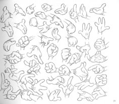 cartoon hand gestures drawn in black and white