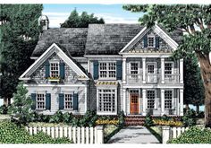 this is an artist's rendering of the front elevation of these victorian house plans