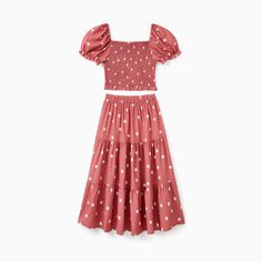 Create a chic and cohesive look with this mommy and mini Polka Dot Co-ord Set. Perfect for daily wear, family gatherings, vacations, and outdoor events, it offers a comfortable and fashionable outfit boasting a unified and harmonious appearance.
* Please add each size separately to your shopping cart
* Piece of product: Each size includes a co-ord set (1 top and 1 skirt) or 1 dress
* Product features: coordinated shirred top and A-line skirt set
* Fabric characteristics: soft, comfortable, breathable
* Neckline: square neck
* Sleeves: short sleeves
* Style: casual
* Fit: moderate
* Length: calf-length skirt
* Source of goods: imported
* Supplier: PatPat Spring Matching Set - Maxi Length, Festive Pink Tiered Skirt Sets, Multicolor Cotton Ruffle Sets, Cute Polka Dot Summer Sets, Cute Polka-dotted Cotton Set, Mommy And Me Dresses, Calf Length Skirts, Skirt Co Ord, Tier Skirt