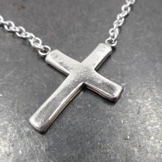 Hanging Cross Necklace in Sterling & Fine Silver by PartsbyNC Affordable Nickel-free Cross Jewelry, Affordable Sterling Silver Cross Pendant Necklace, Affordable Silver Cross Necklace, Cheap Sterling Silver Cross Necklace, Cheap Sterling Silver Cross Necklace For Gift, Cheap Silver Cross Necklace, Cheap Stainless Steel Silver Cross Necklace, Silver Hammered Cross Necklace, Modern Silver Cross Necklace