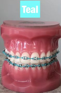 Teal Braces For Teeth, Teal Power Chain Braces, Aqua Braces, Mint Braces, Braces Power Chain, Mint Green Braces, Turquoise Braces, Powerchain Braces Color, Sky Blue Braces