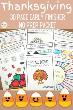 thanksgiving printable worksheets for preschool and homeschool students to help them learn how to read