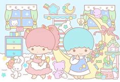 Kawaii Stuff, Cute Pastel Wallpaper, Abstract Iphone Wallpaper, Rainbow Brite, Twin Stars, Little Twin Stars, Pastel Wallpaper, Sanrio Characters, Cute Pictures