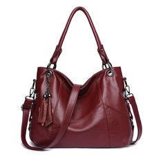 Luxury Designer Tassel Leather Crossbody Bag Soft Leather Handbags, Casual Tote Bag, Pu Leather Bag, Womens Designer Handbags, Leather Handbags Women, Handbags Women, Crossbody Bag Women, Designer Crossbody Bags, Leather Hobo Bag