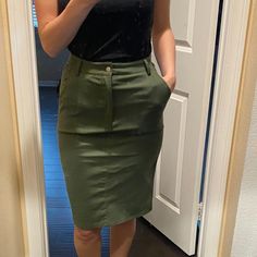 Never Worn. Just Tried On Women Skirts Midi, Midi Skirt, Womens Skirt, Skirt, Green, Women Shopping, Color