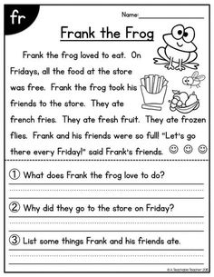 a worksheet for reading the frog and other words to help students understand what they are