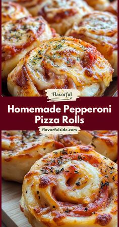 homemade pepperoni pizza rolls with cheese and herbs