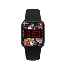 in stock Skull Watch, Don Ed Hardy, Black Splash, Mens Digital Watches, Mens Chronograph, Silicon Bands, Skull Print, Ed Hardy, Day And Night