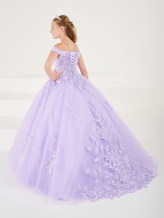 Your sweet girl will make a grand entrance in this floral applique long off the shoulder dress with A-line tulle skirt by Tiffany Princess 13744. This off the shoulder gown features a sweetheart neckline with floral lace appliques, floor length A-line tulle skirt with lace appliques, sweep train, and a lace-up back. House of Wu Tiffany Princess Collection Spring 2024 Style Number: 13744 Fabric: Tulle/Floral Lace Appliques Please note: There may be a loss of glitter while wearing this dress due t Fitted Off-shoulder Dress For Pageant, Fitted Off-shoulder Dress For Pageants, Off-shoulder Ball Gown For Prom Pageant, Off-shoulder Dresses For Prom Season Pageants, Off-shoulder Dress With Fitted Bodice For Quinceanera, Fitted Bodice Off-shoulder Dress For Quinceanera, Off-shoulder Tulle Dress For Quinceanera, Off-shoulder Tulle Ball Gown With Fitted Bodice, Off-shoulder Tulle Dress For Debutante Ball