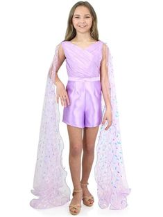 Marc Defang 5011 Girls Romper Pockets V Neck Sequin Cape Sleeves Fun Fashion Kids These Fun Fashion Rompers come with detachable Shoulder capes (included in the price) They come with POCKETS! Special treated pleated material top and silky feel shorts Shoulder capes are detachable with inverse buttons. Capes are made in chiffon fabrications and multi-shape beads. They come with comfortable soft inner lining Invisible center back zipper Available Sizes: 6 - Light Blue Fitted Princess Style Sets For Spring, Princess Style Dress-up Sets With Fitted Design, Fitted Princess Style Spring Sets, Sequin Cape, Shoulder Cape, Cape Sleeves, Girls Rompers, Fun Fashion, Fashion Kids