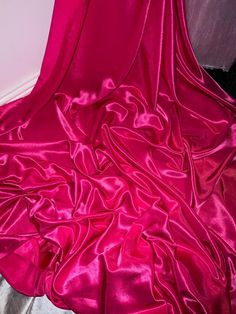 Hot pink crepe back satin fabric  This is 58 inches wide It is beautiful fabric which can be used for dress making,crafts, decorations upholstery etc It is sold by the mtr. If more than one quantity is bought it will be sent in one continous length All items are brand new Any questions feel free to ask Pink Silk Satin Wedding Dress, Glamorous Pink Satin Dress, Satin Bridal Dress, Satin Outfits, Pink Luxury, Deco Dress, Elegant Fabric, Bridal Fabric, Shiny Fabric