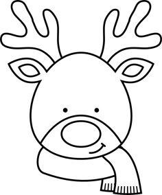 a reindeer head with a scarf around it's neck and eyes drawn in black ink