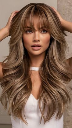 Long Haircut Ideas, Hairstyles With Curtain Bangs, Long Layered Hairstyles, Jayne Matthews, Brown Hair With Highlights And Lowlights, Good Haircut, Long Haircut, Dutch Braids, Layered Hairstyles