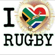 i love rugby with the flag of south africa in the shape of a heart and an antelope